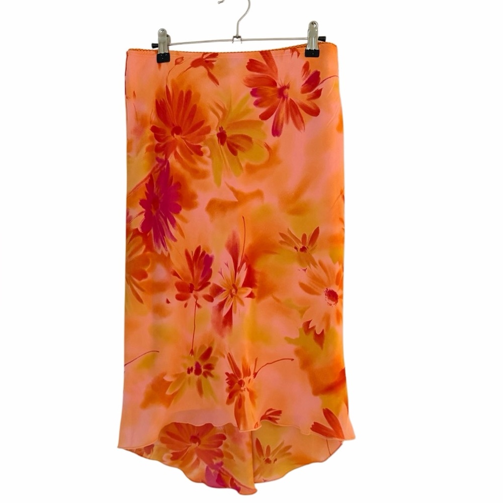 Vintage Y2K Floral Midi A-Line Skirt • Made in USA